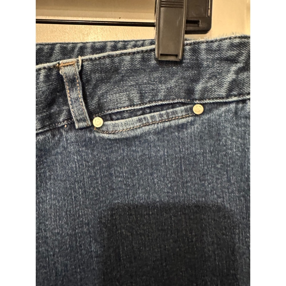 i.e. relaxed Dark Wash Floral Embroidered Straight Leg Jeans Teal Flowers sz 14 - Picture 4 of 15